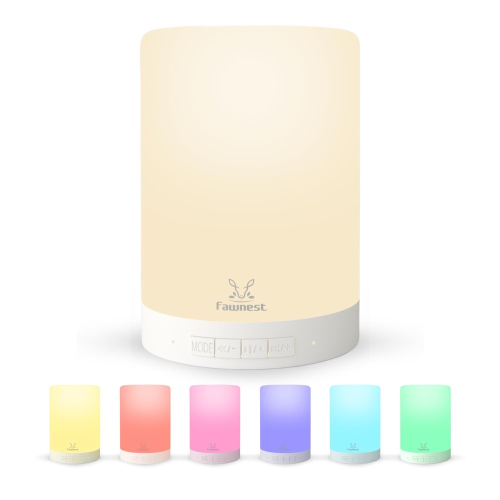 FAWNEST Baby Night Light Nursery Lamp Wireless Speaker Portable Touch Nightlight for Kids and Toddlers Soft Glow Bedside Lamp