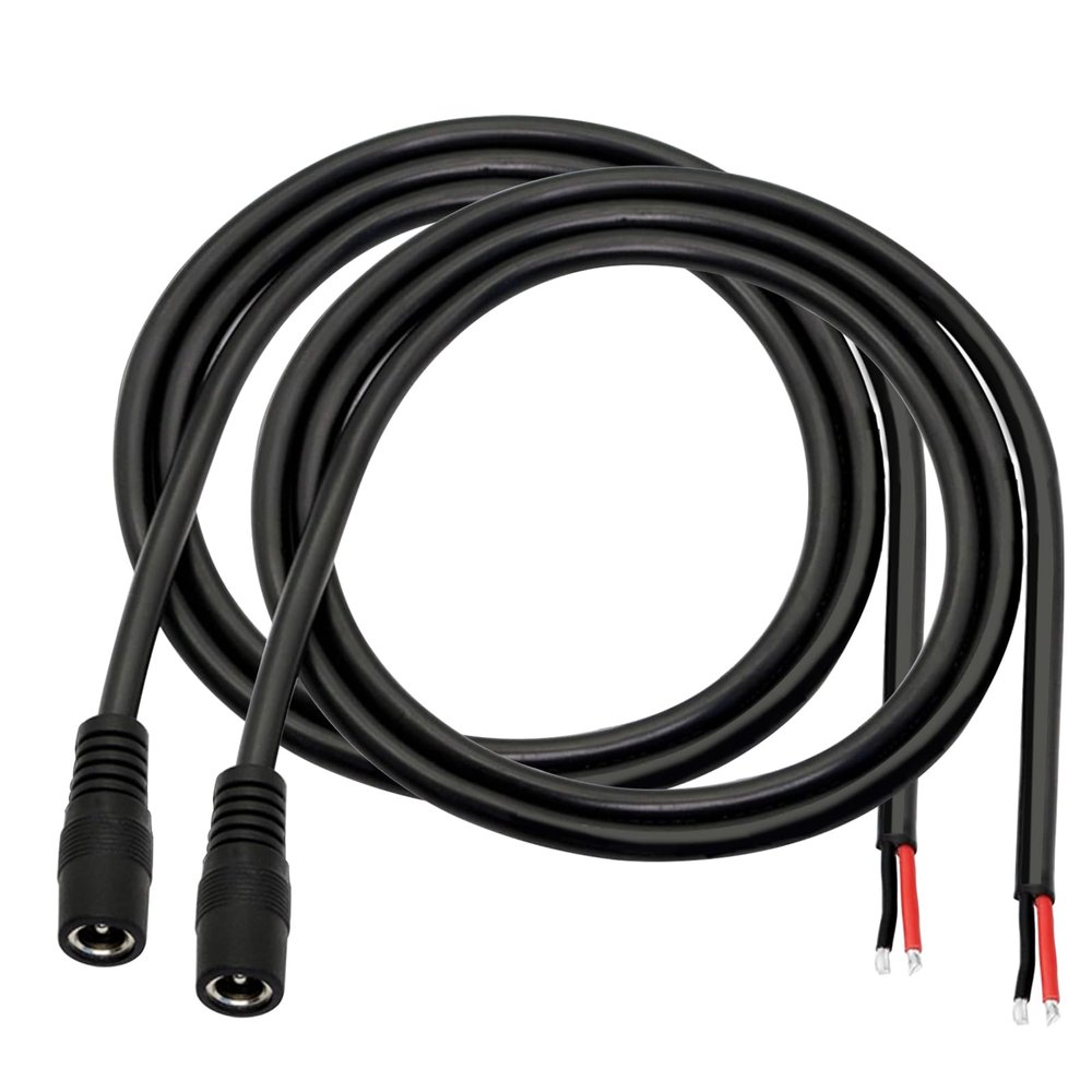 12V 5A DC Pigtail Power Cord 16AWG 2.1mm X 5.5mm Male Female DC Pigtail Connectors Power Pigtail Cable for CCTV Security Camera,DVR,Led Strip Light,1M
