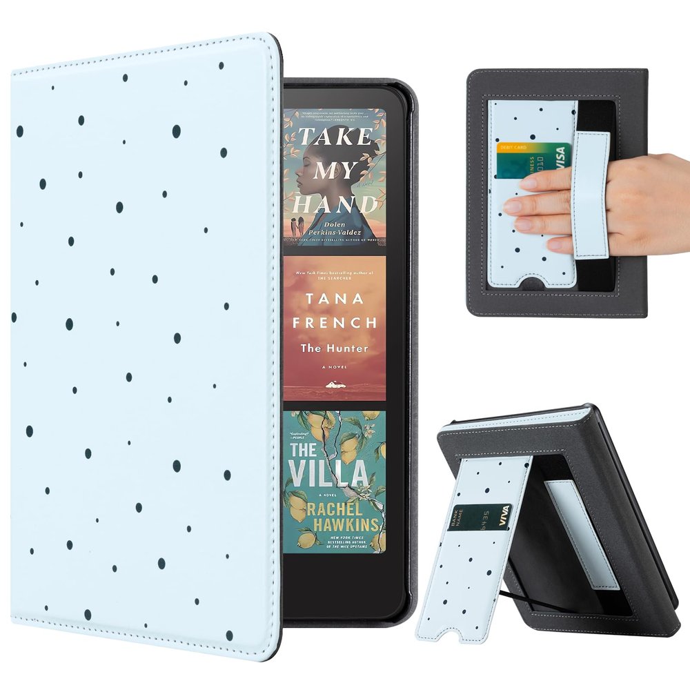 CoBak Case with Stand for Kindle Paperwhite 12th Gen 2024 Released (7") & Kindle Colorsoft Signature Edition - Durable PU Leather Cover with Auto Sleep Wake, Card Slot, Hand Strap Feature