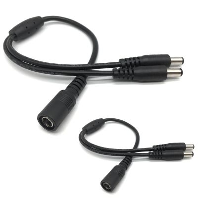 1 Female to 2 Male Cord 5.5mm x 2.1mm,DC Power Splitter Cable for CCTV Security Cameras,Y Splitter Adapter Wire,1 to 2 Way DC Power Splitter Cable-2 Pack