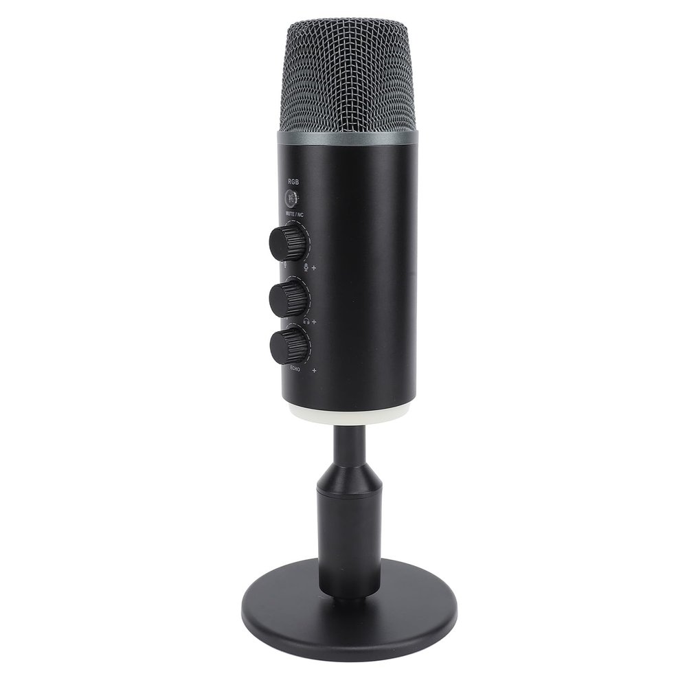 Gaming Microphone, USB Microphone for Gaming, Streaming and Podcasting, Adjustable Volume USB PC Condenser Mic with Mute and RGB Lights, PC Microphone for Podcasting Streaming