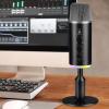 Gaming Microphone, USB Microphone for Gaming, Streaming and Podcasting, Adjustable Volume USB PC Condenser Mic with Mute and RGB Lights, PC Microphone for Podcasting Streaming view 2