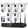 Kittyhok Dual Lens Wireless Security Camera System, 6pcs 2K Outdoor Camera with 2.4/5GHz WiFi, Pan & Tilt, Auto Tracking, Human Detection, Color Night Vision, 16CH WiFi 6 NVR, KWDP164 Bundle with CDP2 view 1