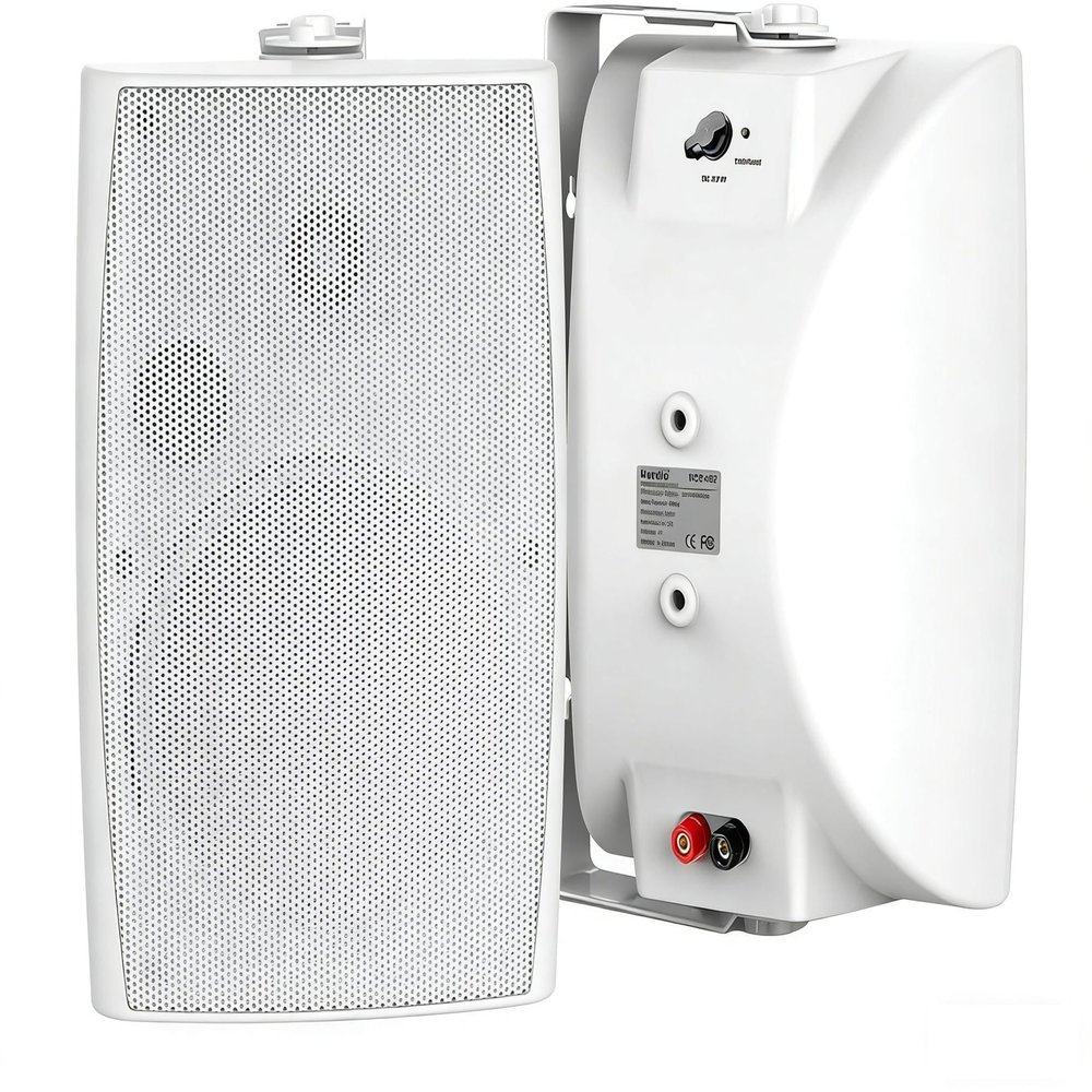 Herdio 4 Inches 200 Watts Outdoor Bluetooth Speakers, Bluetooth 5.3,TWS Stereo Paring,Wall Mount Speaker System Waterproof Suitable for Patio Home Poolside Deck Backyard (Pair, White)