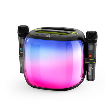 WorryFree Gadgets Portable Bluetooth Speaker with TWS Pairing, Dual Wireless Microphones, RGB Lights, 10-12 Hours Playtime, 100W, Black