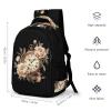 Aesthetic Clock Peony Flowers Backpack Business Laptop Backpack Lightweight Casual Daypack Carry-on Travel Backpack for Men Women view 2