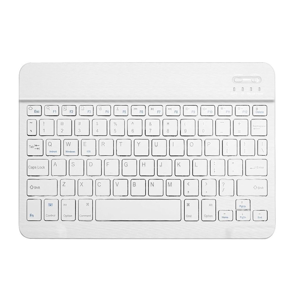 10-Inch Mini Ultra-Slim Bluetooth Keyboard Portable Wireless Keyboard Rechargeable for Apple iPad iPhone Samsung Tablet Phone Smartphone iOS Android Windows (White)