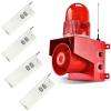 Industrial Wireless Remote Control Siren Alarm AC110V Outdoor 120dB Loud Horn Emergency Safety Alarm with 4 Remote Controller, Adjust Volume and Tone, 1.2mile Remote Distance, Strobe Light view 1