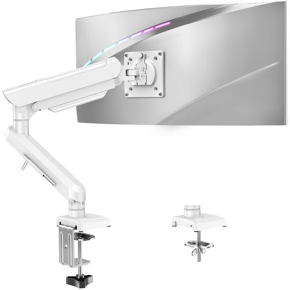 Single Monitor Mount for 32 27 24 22 inch Screen, Monitor Arm Holds 4.4-22 lbs, Monitor Desk Mount, Gaming & Home Office Use, VESA 75x75mm & 100x100mm, Freelift Pro White