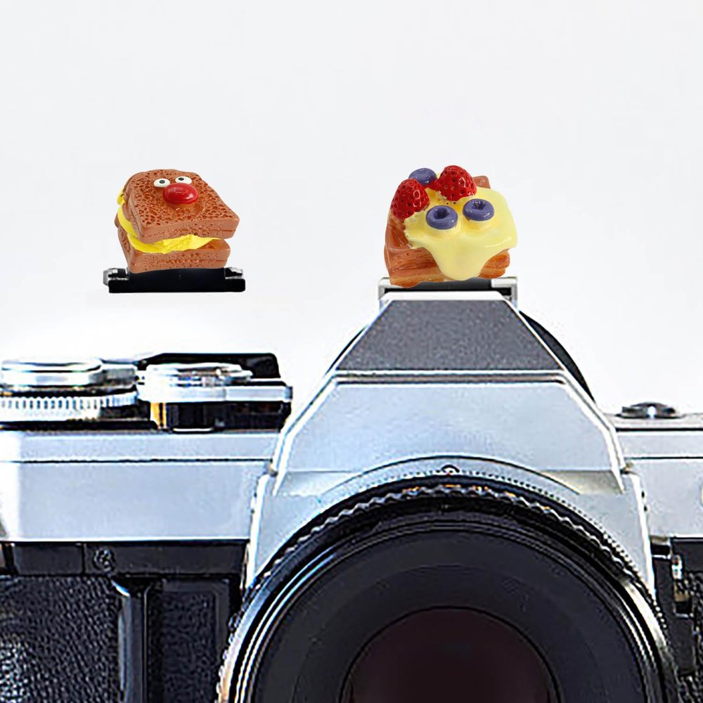 Camera Hot Shoe Cover, Cute Hot Shoe Cap, Hot Shoe Protector Compatible with Sony Fujifilm Fuji Canon Nikon Pentax Leical Panasonic (2pcs Butter Bread)
