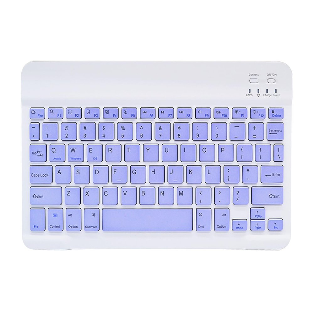 10-Inch Mini Ultra-Slim Bluetooth Keyboard Portable Wireless Keyboard Rechargeable for Apple iPad iPhone Samsung Tablet Phone Smartphone iOS Android Windows (Purple)