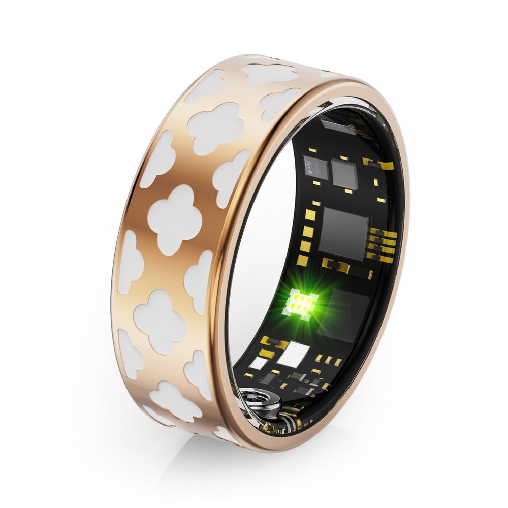CNBRO Smart Ring - Fitness Tracker with Heart Rate Monitor, Sleep Tracker, Step Counter, Calorie Pedometer - Fashionable Rose Gold Ring with Remote Control