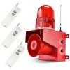 EOKHEOY Outdoor Wireless Remote Control Alarm Siren 0.3mile Industrial Emergency Security Adjust Volume Indoor Siren Light with 3 Remote Controller, 120dB Loud Horn AC110V view 1