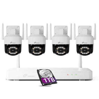 Loocam 4K Wireless Security Camera System Wi-Fi 6, Color Night Vision, 355 Pan 95 Tilt, Light & Siren Alarm, Human Vehicle Detection, Two-Way Audio Cameras for Home Security, 8CH NVR 1TB HDD
