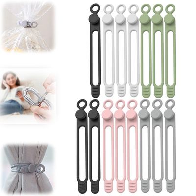 Data Cable Organizer, 2025 New Silicone Headphone Organizer Cable Straps,Silicone Ties Reusable Cable Multipurpose Elastic Cord Organizer for Bundling and Fastening Cable (Mix Color/15pcs)