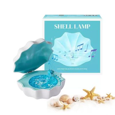 Zunate Shell Bluetooth Speaker with Mood Lamp, LED Wave Projector, Stereo Sound, 7 Colors, for Bedroom and Party, Blue