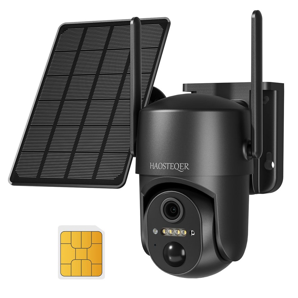 4G LTE Cellular Security Camera Outdoor, No wifi Security Camera with SIM Card, Security Cameras Wireless Outdoor Solar Powered, 2K HD Color Night Vision, 360 PTZ, PIR Sensor, 2-way Talk, SD/cloud