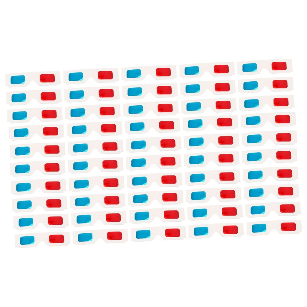 CAXUSD 100pcs Cardboard Glasses Anaglyph Eyewear Lightweight Portable for Home Theater