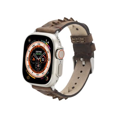 Full Grain Genuine Leather Watch Bands Compatible with Apple Watch Band 38mm 40mm 41mm 42mm 44mm 45mm 46mm 49mm Custom Strap for iWatch Series 10 9 8 7 6 5 & SE Watch Ultra and Watch Ultra 2 For Women and For Men Handmade Strap (Dark Brown)