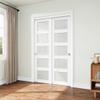 JUJUBON 48"80" Closet Sliding Door (Double Barn Doors 25"), Frosted 5 Panel Tempered Glass Sliding Door with Hardware Kit, Pre-Drilled Panel, MDF with Paintable Surface, White, Need to Assemble view 2