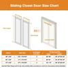 JUJUBON 48"80" Closet Sliding Door (Double Barn Doors 25"), Frosted 5 Panel Tempered Glass Sliding Door with Hardware Kit, Pre-Drilled Panel, MDF with Paintable Surface, White, Need to Assemble view 4