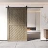 Homacer Classic Gray 48 in. x 80 in. Slanted Stripe Design 004 Barn Door with Non-Bypass Installation Hardware Kit, 9ft Track, Interior use only view 2