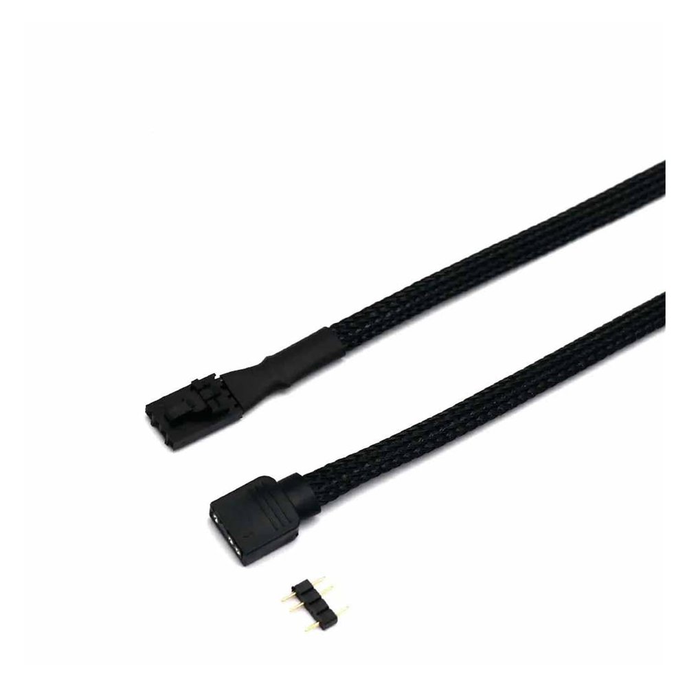 Chunsu Fan/Hub/Lighting Node/RGB ARGB Adapter Cable Sleeved 3Pin/4Pin Fan to 5V 3Pin RGB Cable-50cm(Sleeved,4p M to RGB)