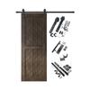 Homacer Ebony 26 in. x 80 in. Slanted Stripe Design 004 Barn Door with Non-Bypass Installation Hardware Kit, 4.5ft Track, Interior use only view 1