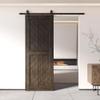 Homacer Ebony 26 in. x 80 in. Slanted Stripe Design 004 Barn Door with Non-Bypass Installation Hardware Kit, 4.5ft Track, Interior use only view 2