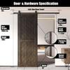 Homacer Ebony 26 in. x 80 in. Slanted Stripe Design 004 Barn Door with Non-Bypass Installation Hardware Kit, 4.5ft Track, Interior use only view 3