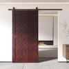 Homacer Red Mahogany 32 in. x 80 in. Slanted Stripe Design 001 Barn Door with Non-Bypass Installation Hardware Kit, 5.5ft Track, Interior use only view 2