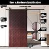 Homacer Red Mahogany 32 in. x 80 in. Slanted Stripe Design 001 Barn Door with Non-Bypass Installation Hardware Kit, 5.5ft Track, Interior use only view 3