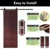 Homacer Red Mahogany 32 in. x 80 in. Slanted Stripe Design 001 Barn Door with Non-Bypass Installation Hardware Kit, 5.5ft Track, Interior use only view 4