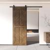 Homacer Dark Walnut 26 in. x 80 in. Slanted Stripe Design 003 Barn Door with Non-Bypass Installation Hardware Kit, 4.5ft Track, Interior use only view 2