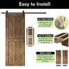 Homacer Dark Walnut 26 in. x 80 in. Slanted Stripe Design 003 Barn Door with Non-Bypass Installation Hardware Kit, 4.5ft Track, Interior use only view 4