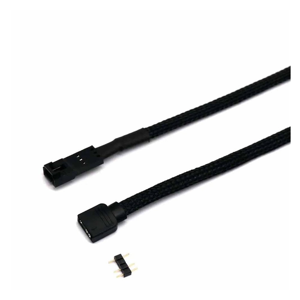 Chunsu Fan/Hub/Lighting Node/RGB ARGB Adapter Cable Sleeved 3Pin/4Pin Fan to 5V 3Pin RGB Cable-50cm(Sleeved,3P F to RGB)