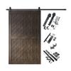 Homacer Ebony 48 in. x 80 in. Slanted Stripe Design 001 Barn Door with Non-Bypass Installation Hardware Kit, 9ft Track, Interior use only view 1