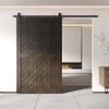 Homacer Ebony 48 in. x 80 in. Slanted Stripe Design 001 Barn Door with Non-Bypass Installation Hardware Kit, 9ft Track, Interior use only view 2