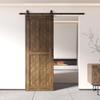 Homacer Dark Walnut 26 in. x 80 in. Slanted Stripe Design 004 Barn Door with Non-Bypass Installation Hardware Kit, 4.5ft Track, Interior use only view 2