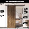 Homacer Dark Walnut 26 in. x 80 in. Slanted Stripe Design 004 Barn Door with Non-Bypass Installation Hardware Kit, 4.5ft Track, Interior use only view 3