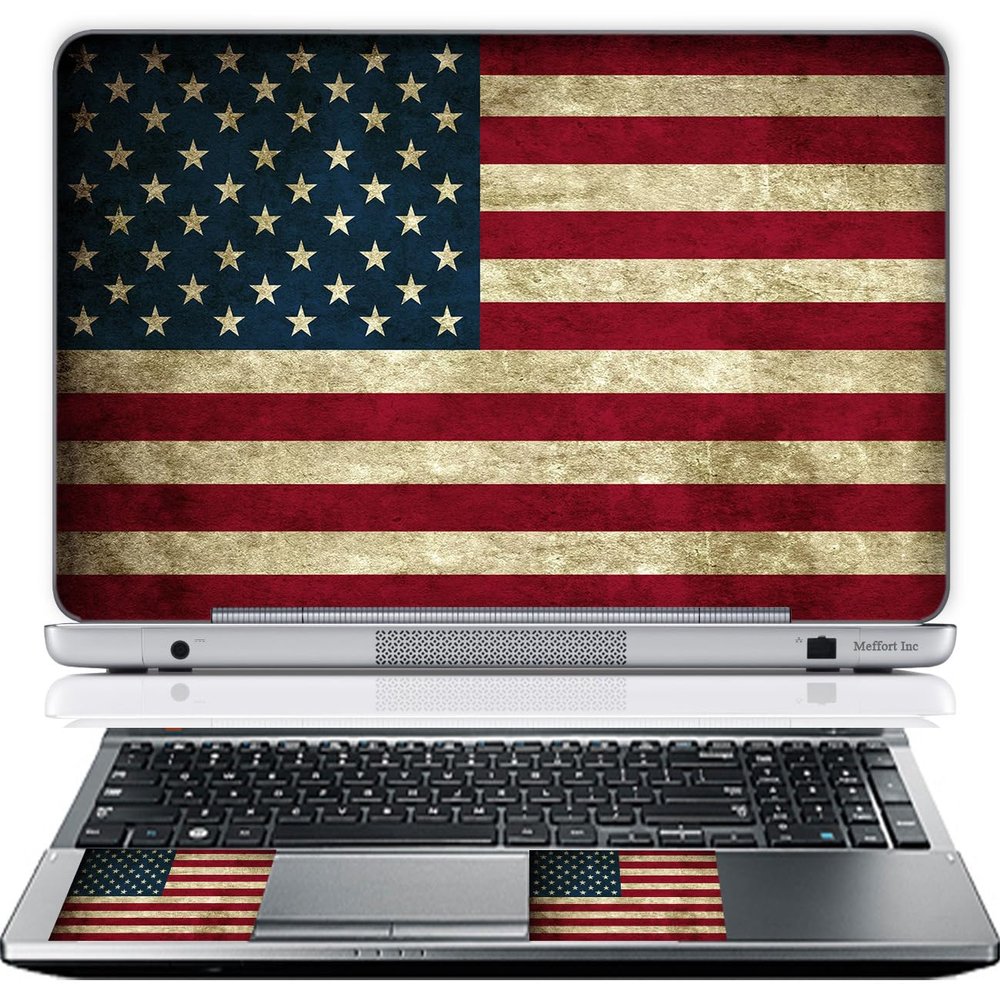 14 Inch Laptop Skin Sticker Cover Premium Sticker Cover Art Decal Decorative (Included 2 Wrist Pad Skins) - USA Flag