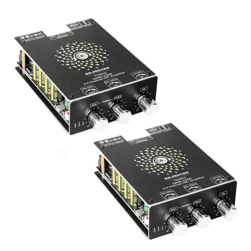 2PCS T220HS 440W Audio Amplifier Board with Treble and Bass Control TPA3251 Chips DC 12-36V 5.2 and AUX Inputs 2.0 Channel Stereo AMP Board for DIY Speakers