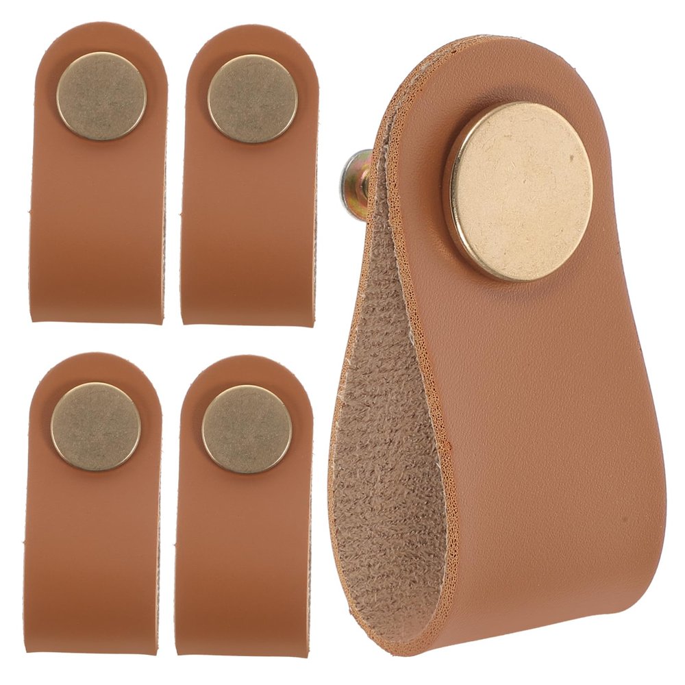 TOBBOMEY 6pcs Cabinet Handle Leather Pulls for Dresser Kitchen Pulls Replacement Door Handle Knobs Furniture Accessory