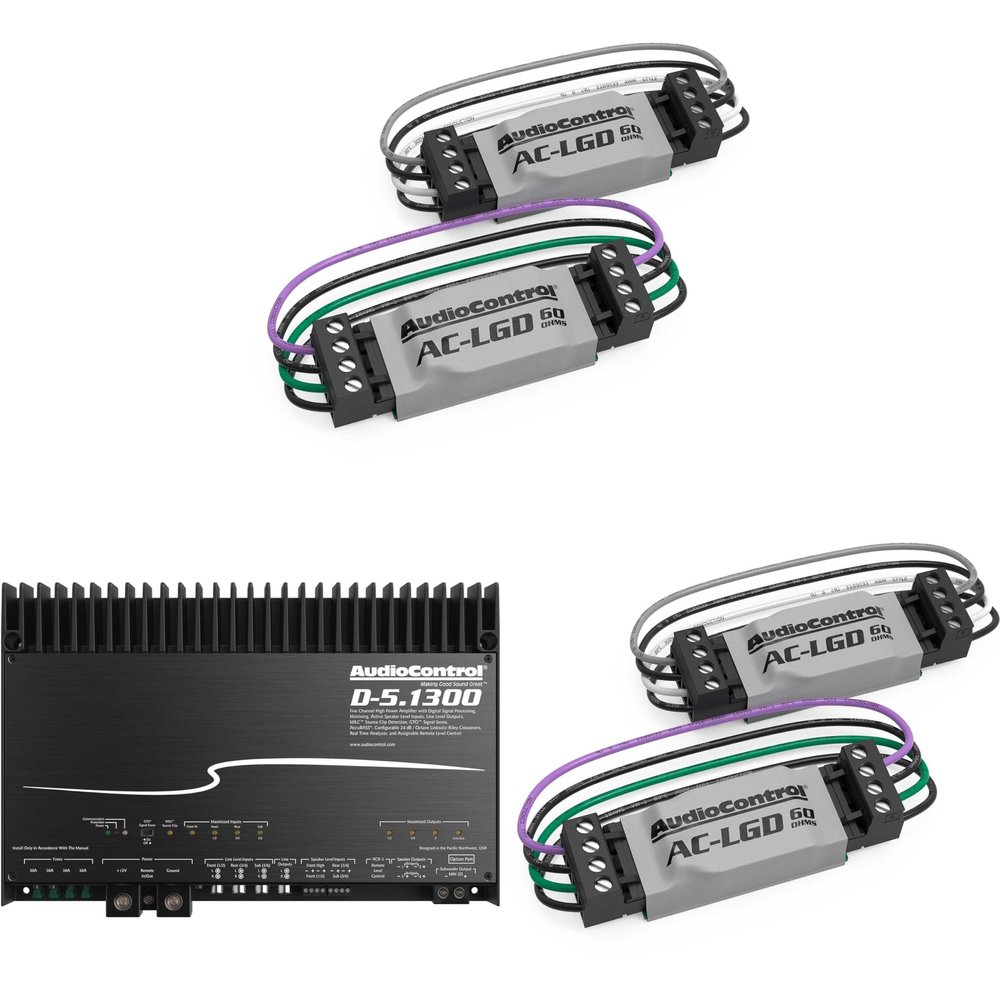 Audiocontrol D-5.1300 High Power DSP Multi-Channel Amplifier with Accubass with 2 Pairs AudioControl AC-LGD 60 Load generating Devices