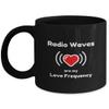 Ham Radio Mug, Ham Radio Red Heart Mug, Ham Radio Gift Ideas, Black Mug for Ham Radio Operator, Ham Radio Love Frequency Novelty Cup view 1