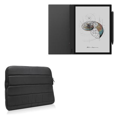 BoxWave Case Compatible with Boox Note Air 4 C - Polar Jacket, Puffy Padded Material Zip Up Sleeve Pouch - Jet Black
