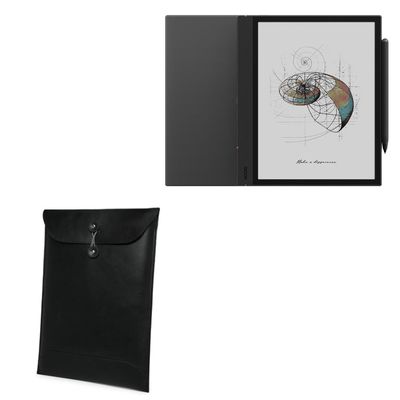 BoxWave Case Compatible with Boox Note Air 4 C - Nero Leather Envelope, Leather Wallet Style Flip Cover