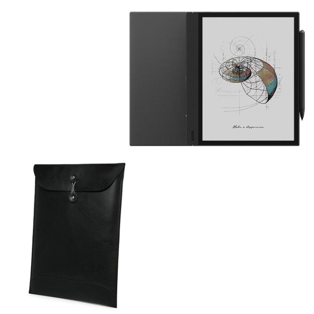 BoxWave Case Compatible with Boox Note Air 4 C - Nero Leather Envelope, Leather Wallet Style Flip Cover