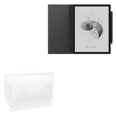 BoxWave Case Compatible with Boox Note Air 4 C - Elite Leather Messenger Pouch, Synthetic Leather Cover Case Envelope Design - Ivory White