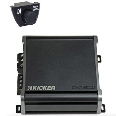 Kicker 46CXA8001T CXA8001-800-Watt Mono Class D Subwoofer Amp w/Bass Knob Bundle